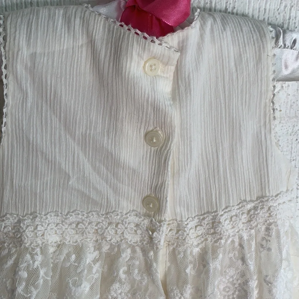 OshKosh B'gosh White Lace Crochet Embroidered Flower Girl Dress sz 18 mon
